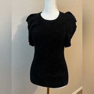 Free People One Nikita ruffle black ruffle sleeve top women’s size XS